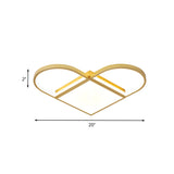 Loving Heart Led Acrylic Ceiling Light Fixture In Gold For Living Room