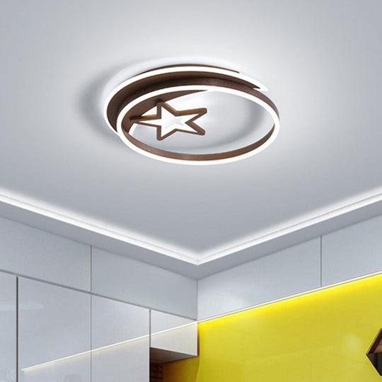 Nordic Style Led Flushmount Ceiling Lamp In Gold/Coffee - Perfect For Bedrooms