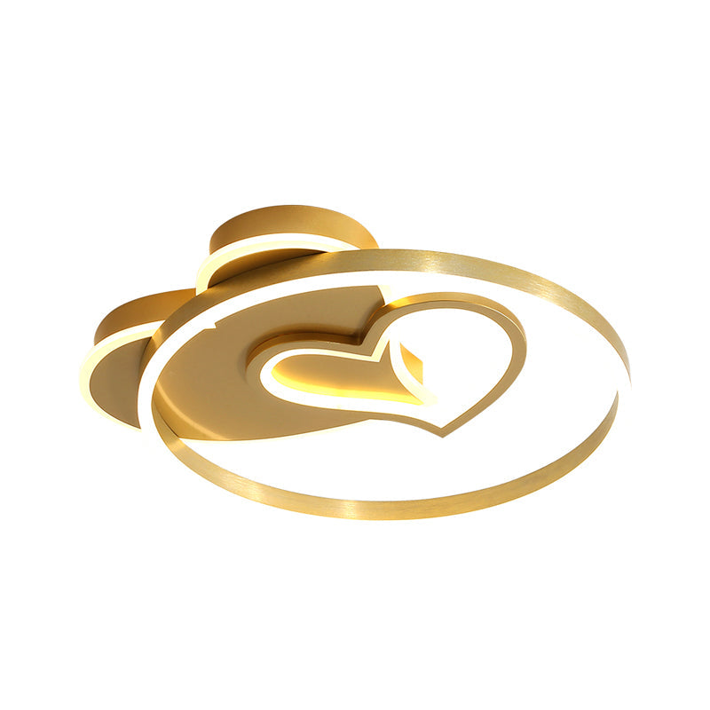 Cartoon Heart Acrylic Flushmount Light With Led Gold Recessed Lighting