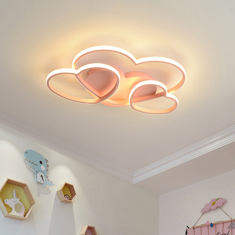 Minimalist Heart Design Led Flush Mount Ceiling Light Fixture - Acrylic White/Pink/Gold Finish Pink