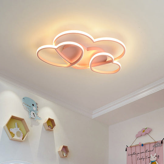 Minimalist Heart Design Led Flush Mount Ceiling Light Fixture - Acrylic White/Pink/Gold Finish