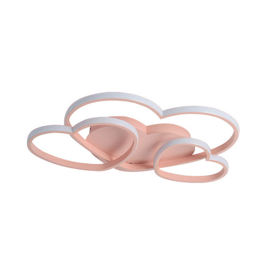 Minimalist Heart Design Led Flush Mount Ceiling Light Fixture - Acrylic White/Pink/Gold Finish
