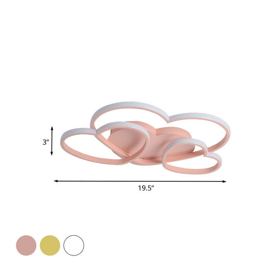 Minimalist Heart Design Led Flush Mount Ceiling Light Fixture - Acrylic White/Pink/Gold Finish