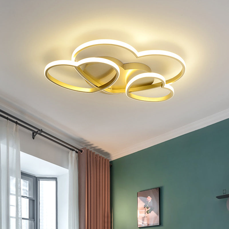 Minimalist Heart Design Led Flush Mount Ceiling Light Fixture - Acrylic White/Pink/Gold Finish