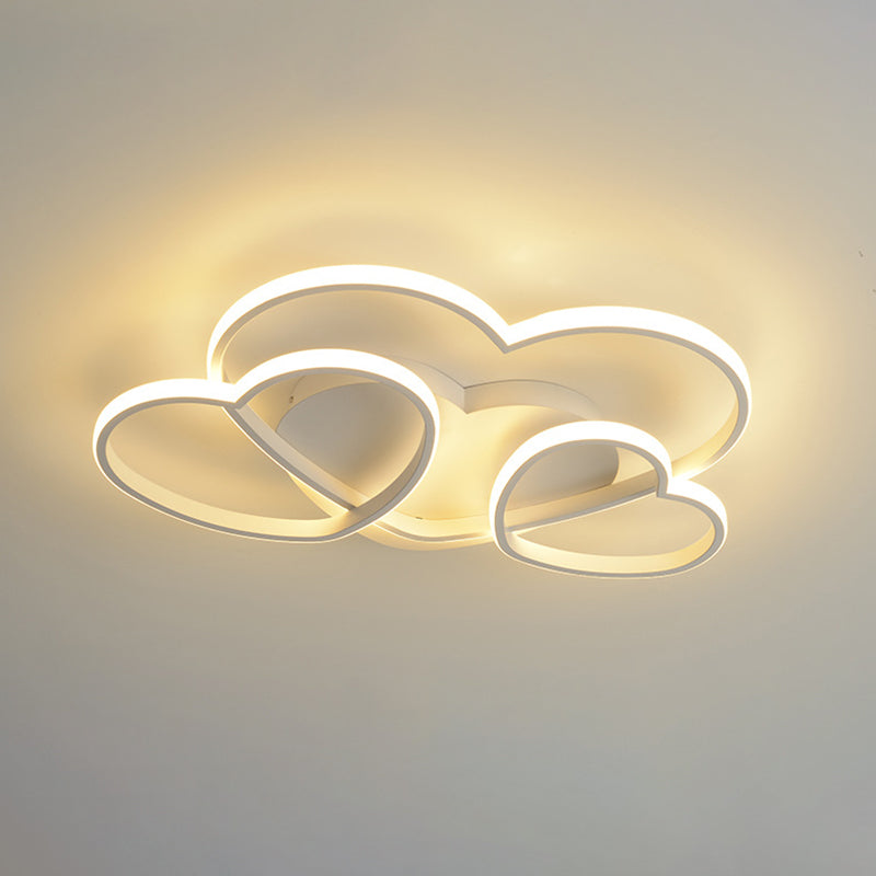 Minimalist Heart Design Led Flush Mount Ceiling Light Fixture - Acrylic White/Pink/Gold Finish White
