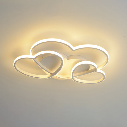 Minimalist Heart Design Led Flush Mount Ceiling Light Fixture - Acrylic White/Pink/Gold Finish White