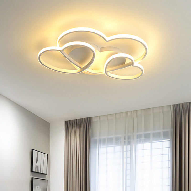 Minimalist Heart Design Led Flush Mount Ceiling Light Fixture - Acrylic White/Pink/Gold Finish
