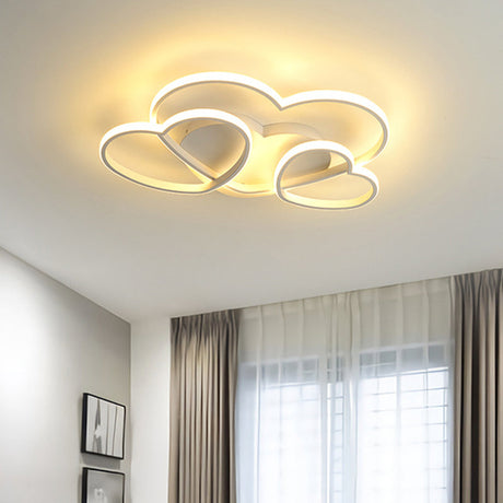 Minimalist Heart Design Led Flush Mount Ceiling Light Fixture - Acrylic White/Pink/Gold Finish