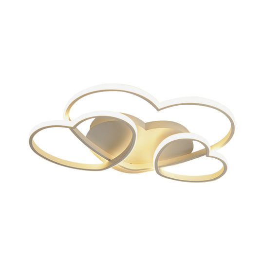 Minimalist Heart Design Led Flush Mount Ceiling Light Fixture - Acrylic White/Pink/Gold Finish