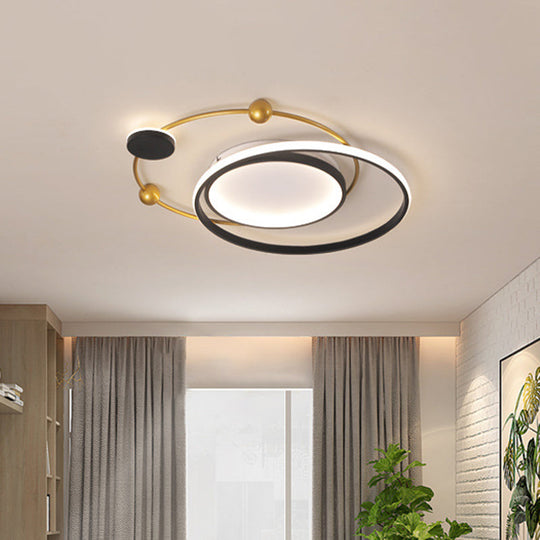 Cartoon Style Led Acrylic Universe Flush Light Fixture - Gold With White/Warm Light| / White