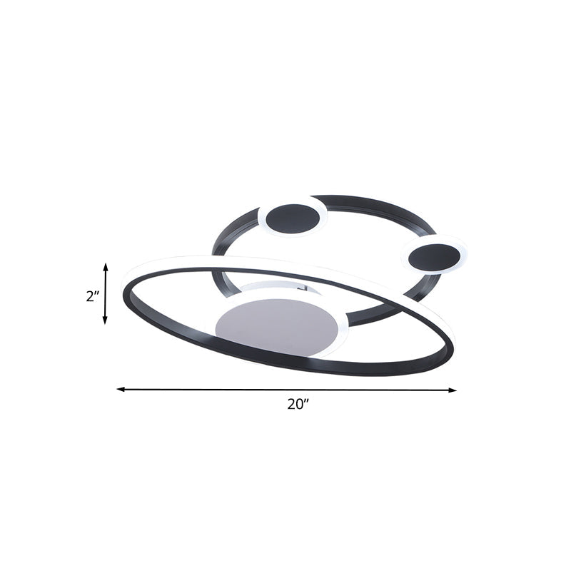 Minimalist Black Planet Led Flush Mount Ceiling Light With Acrylic Shade For Living Room -