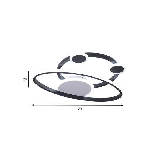 Minimalist Black Planet Led Flush Mount Ceiling Light With Acrylic Shade For Living Room -