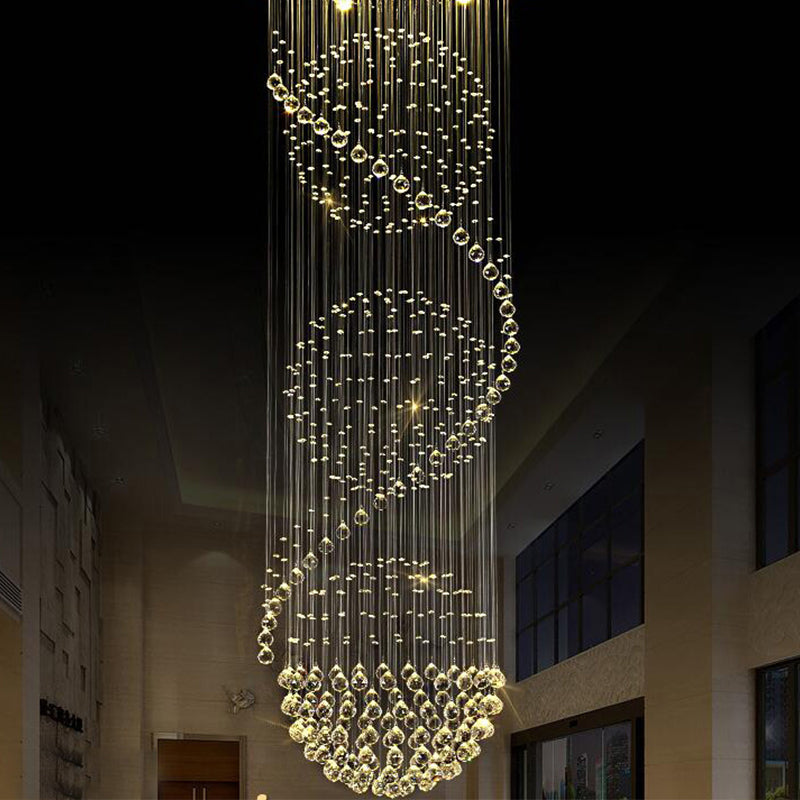 Stunning Crystal Spiral Led Chandelier - 4 Lights For Stairways