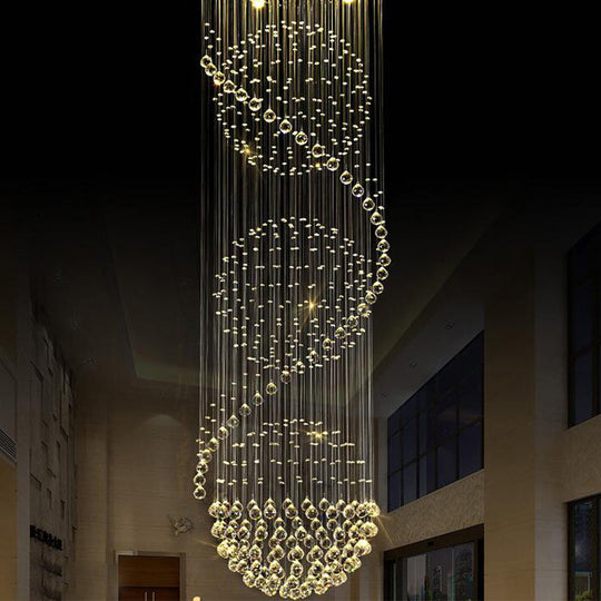 Stunning Crystal Spiral Led Chandelier - 4 Lights For Stairways