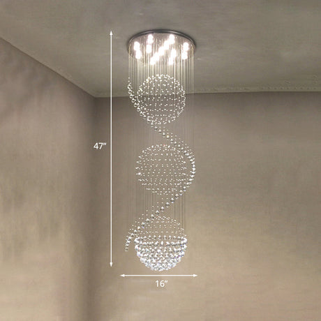 Modern Clear Crystal Spiral Led Chandelier With 4 Lights Perfect For Stairways