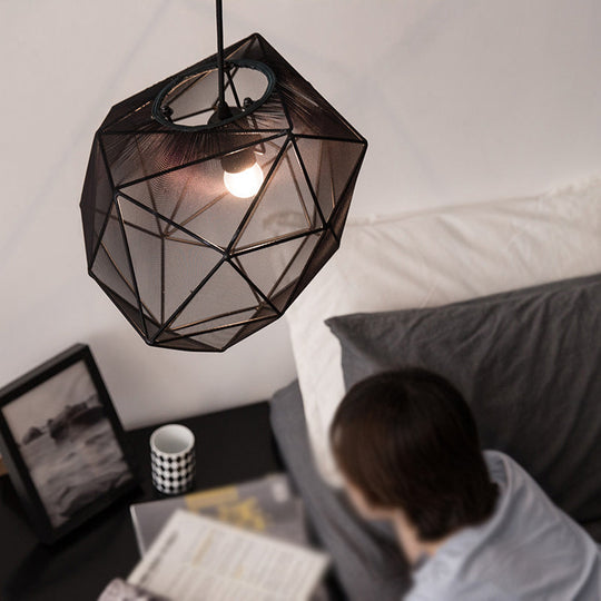 Modern Geometric Bedroom Pendant In Black/White - Sleek Hanging Lighting Fixture Black