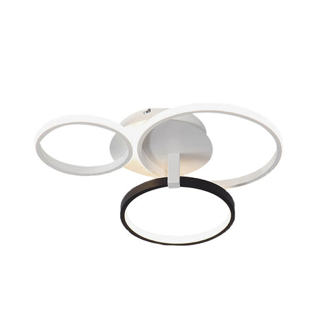 Modernist Acrylic Led Flush Mount Ceiling Light Fixture - 3 Ring Design In Grey/White/Black