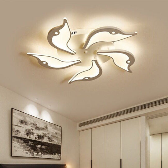 Modernist White Led Ceiling Light For Bedroom - Acrylic Flush Mount Fixture In Warm/White