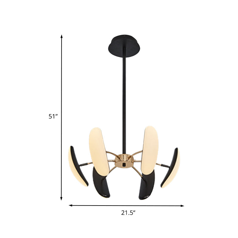 Contemporary Rotatable Oval Chandelier Acrylic 4/6 Heads Black Ceiling Pendant for Dining Room 18’’/21.5’’ Wide