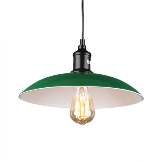 Green Metallic Vintage Pendant Light With Dome Shade - 14’/18’ Diameter