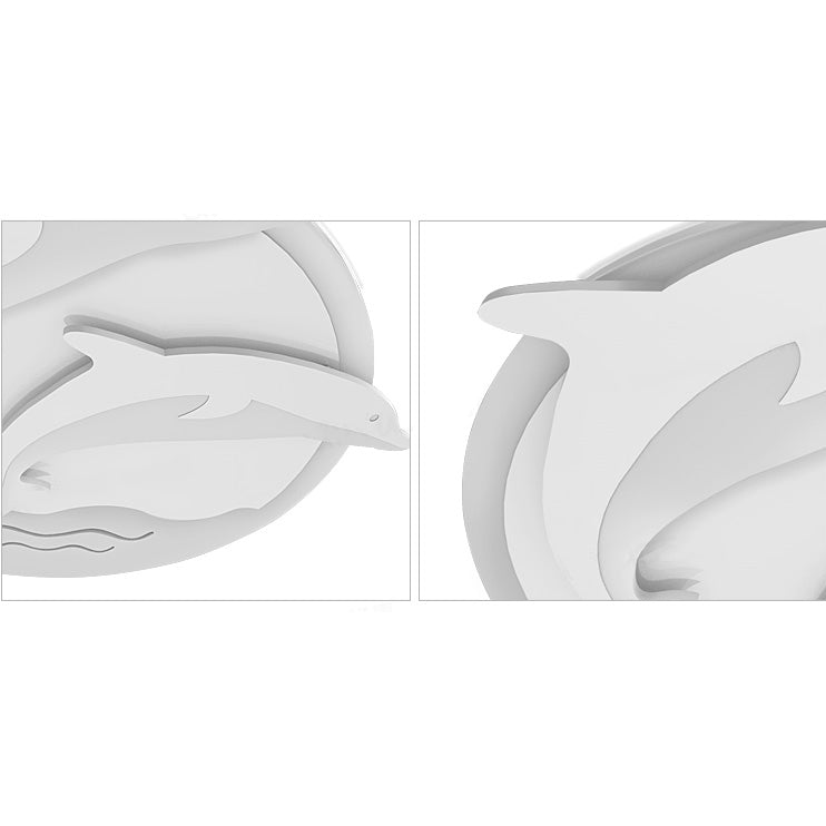 Double Dolphin Ceiling Light: White Animal Acrylic Led Fixture For Child Bedroom