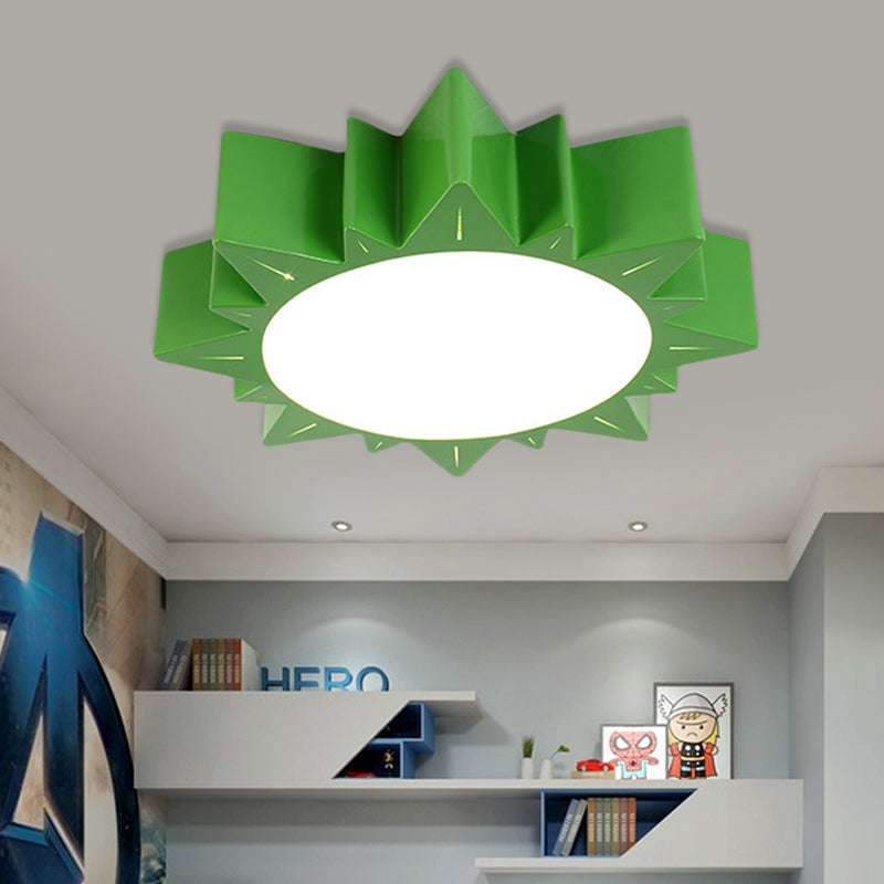Contemporary Acrylic Led Flush Mount Lamp In Sun Design For Kindergarten