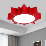 Contemporary Acrylic Led Flush Mount Lamp In Sun Design For Kindergarten Red