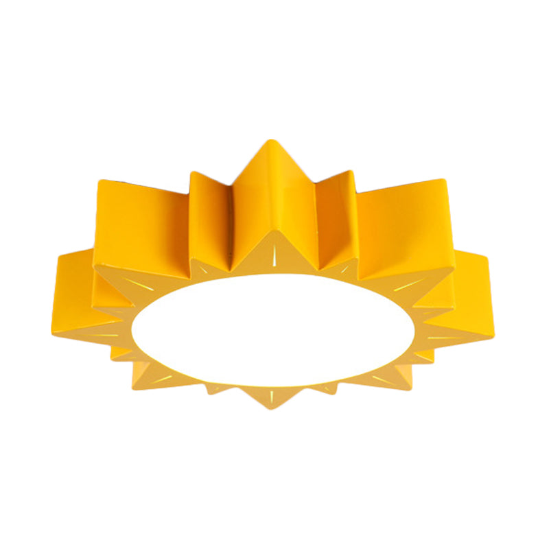 Contemporary Acrylic Led Flush Mount Lamp In Sun Design For Kindergarten