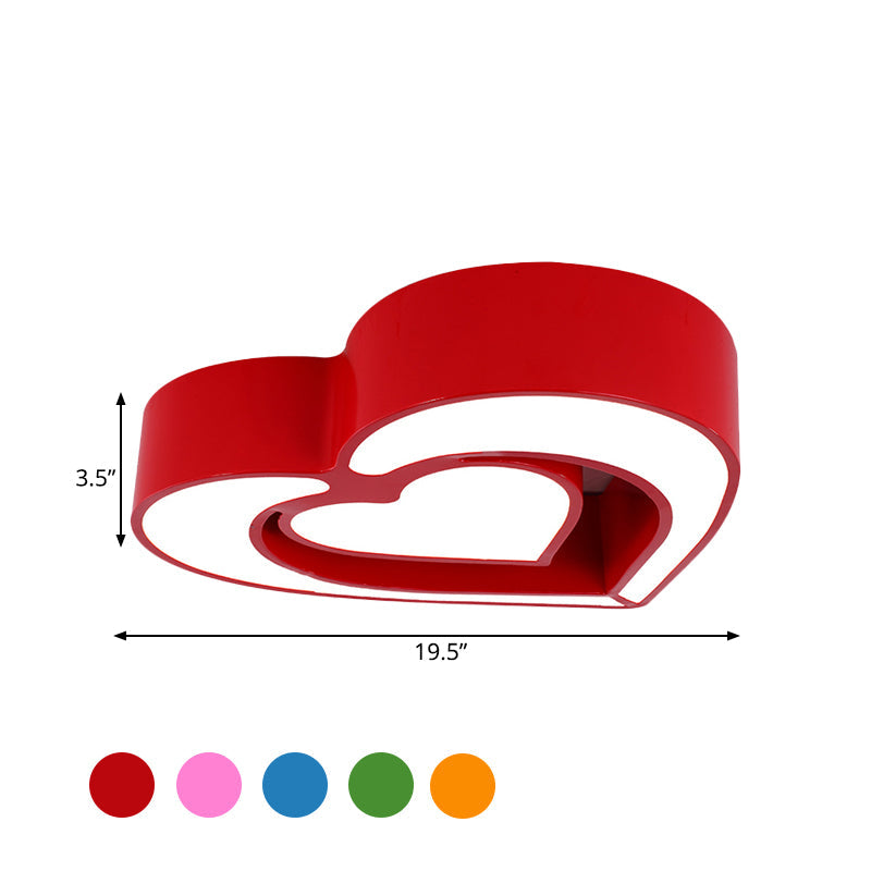 Contemporary Acrylic Led Flush Mount Ceiling Light For Bedroom - Loving Heart Design (Blue/Red/Pink)