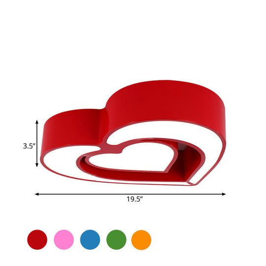 Contemporary Acrylic Led Flush Mount Ceiling Light For Bedroom - Loving Heart Design (Blue/Red/Pink)