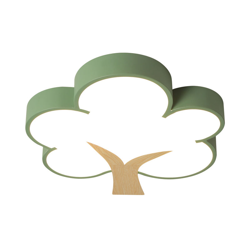 Contemporary Grey/Green Tree Led Ceiling Flush Mount Light For Bedroom