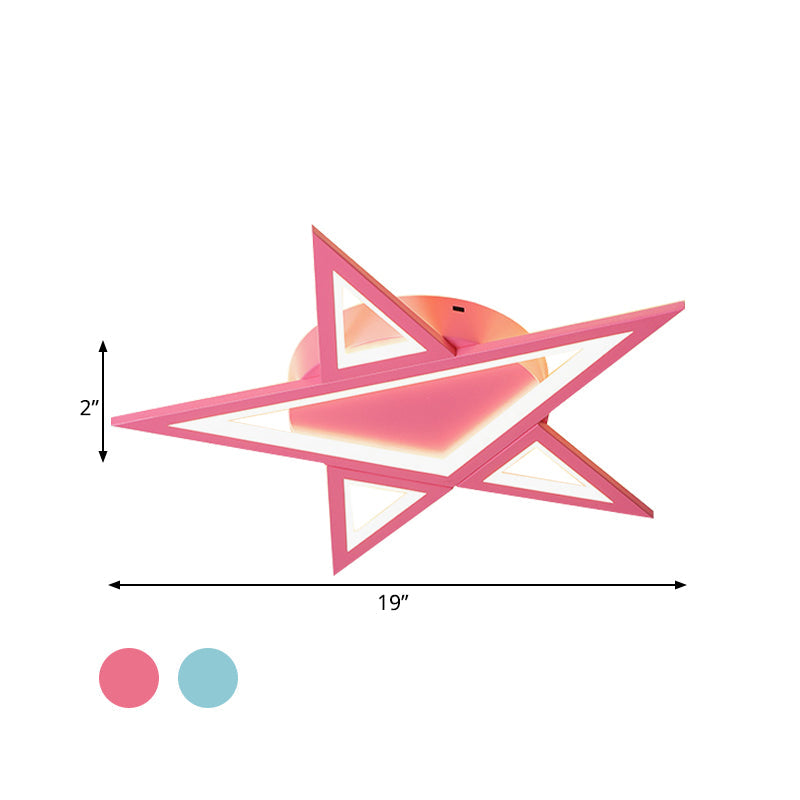 Blue/Pink Led Acrylic Star Flush Mount For Modern Bedroom Ceiling Lighting