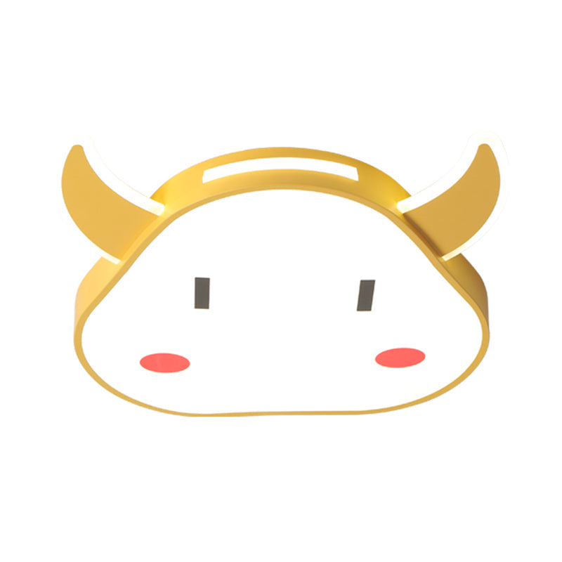 Calf - Shaped Cartoon Acrylic Led Flushmount Ceiling Light For Bedroom In Warm/White