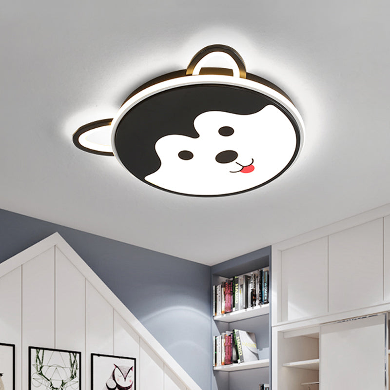 Contemporary Led Flushmount Pendant Light For Kindergarten In Warm/White - Black Husky Design /