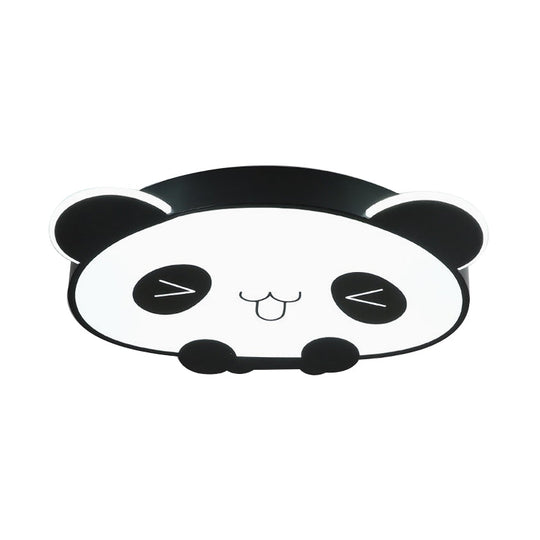 Black/Pink Panda Led Flushmount Fixture Modern Acrylic Ceiling Light For Bedroom