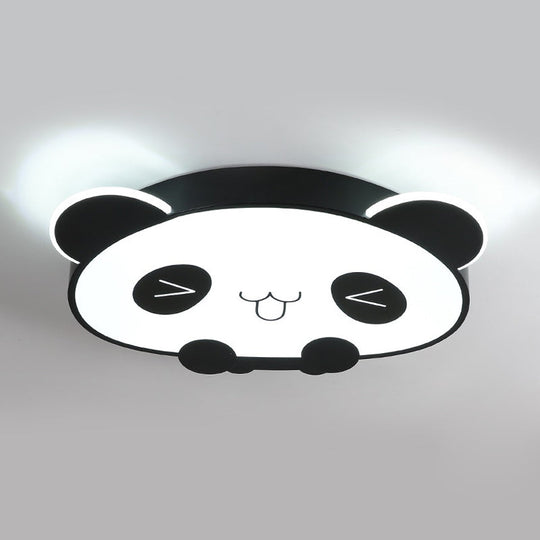 Black/Pink Panda Led Flushmount Fixture Modern Acrylic Ceiling Light For Bedroom