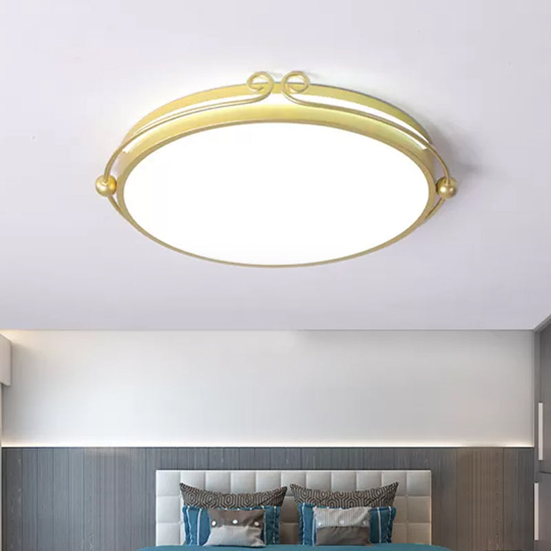 Modernist Acrylic Gold Led Flush Mount Ceiling Light For Bedroom With Curved Design - Warm/White