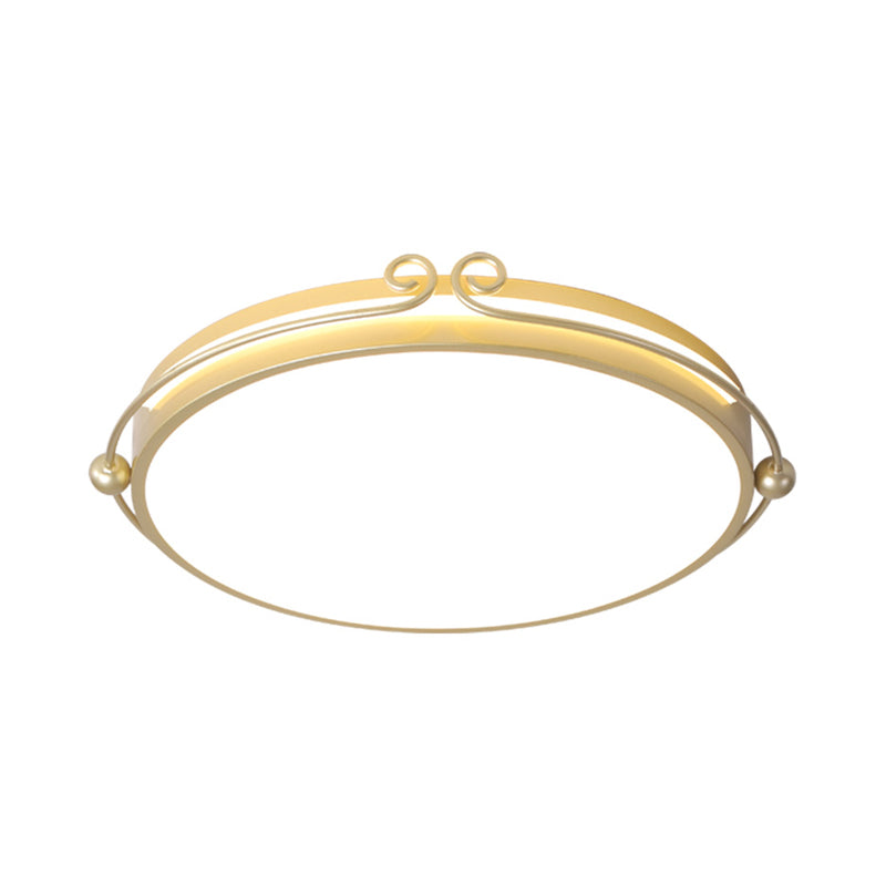 Modernist Acrylic Gold Led Flush Mount Ceiling Light For Bedroom With Curved Design - Warm/White