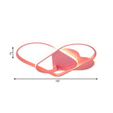 Led Ceiling Mounted Heart Pendant Light With Pink Twisting Design - Minimalist Flush Fixture For