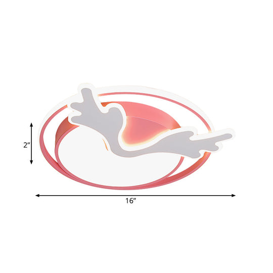 Deer Flush Mount Ceiling Light: Nordic Style Acrylic Pink Led Fixture For Bedroom