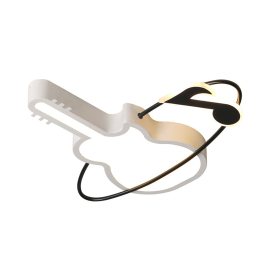 Musical Note Acrylic Led Ceiling Light For Bedroom - Contemporary White Flushmount