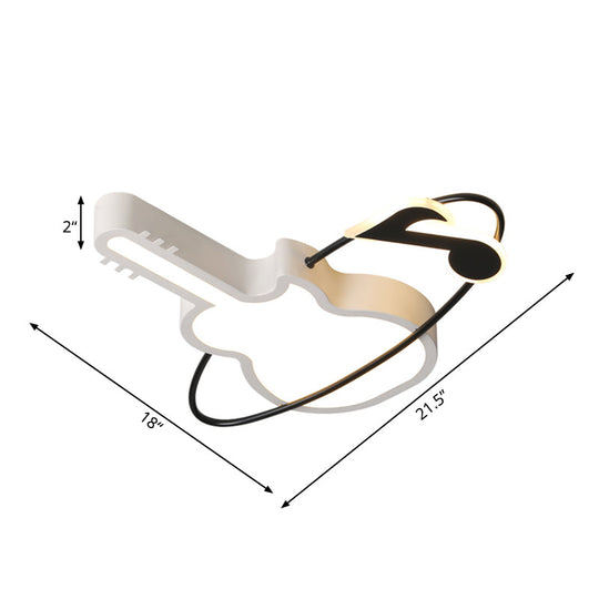 Musical Note Acrylic Led Ceiling Light For Bedroom - Contemporary White Flushmount