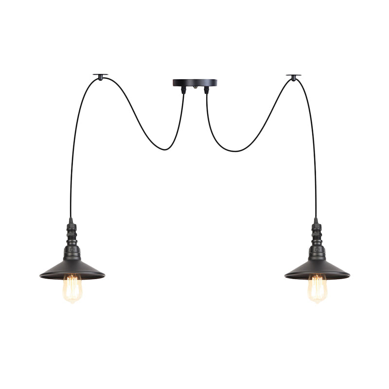 Vintage Iron Saucer Led Pendant - Black 2/3/6 Lights Bar Swag Pendulum Lamp