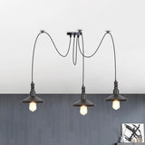 Vintage Iron Saucer Led Pendant - Black 2/3/6 Lights Bar Swag Pendulum Lamp