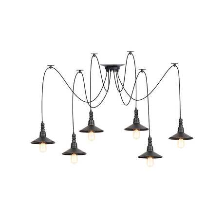 Vintage Iron Saucer Led Pendant - Black 2/3/6 Lights Bar Swag Pendulum Lamp