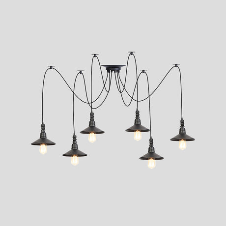 Vintage Iron Saucer Led Pendant - Black 2/3/6 Lights Bar Swag Pendulum Lamp