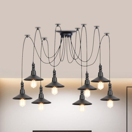 Vintage Iron Saucer Led Pendant - Black 2/3/6 Lights Bar Swag Pendulum Lamp