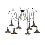 Vintage Iron Saucer Led Pendant - Black 2/3/6 Lights Bar Swag Pendulum Lamp