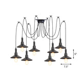 Vintage Iron Saucer Led Pendant - Black 2/3/6 Lights Bar Swag Pendulum Lamp