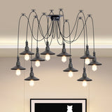 Vintage Iron Saucer Led Pendant - Black 2/3/6 Lights Bar Swag Pendulum Lamp